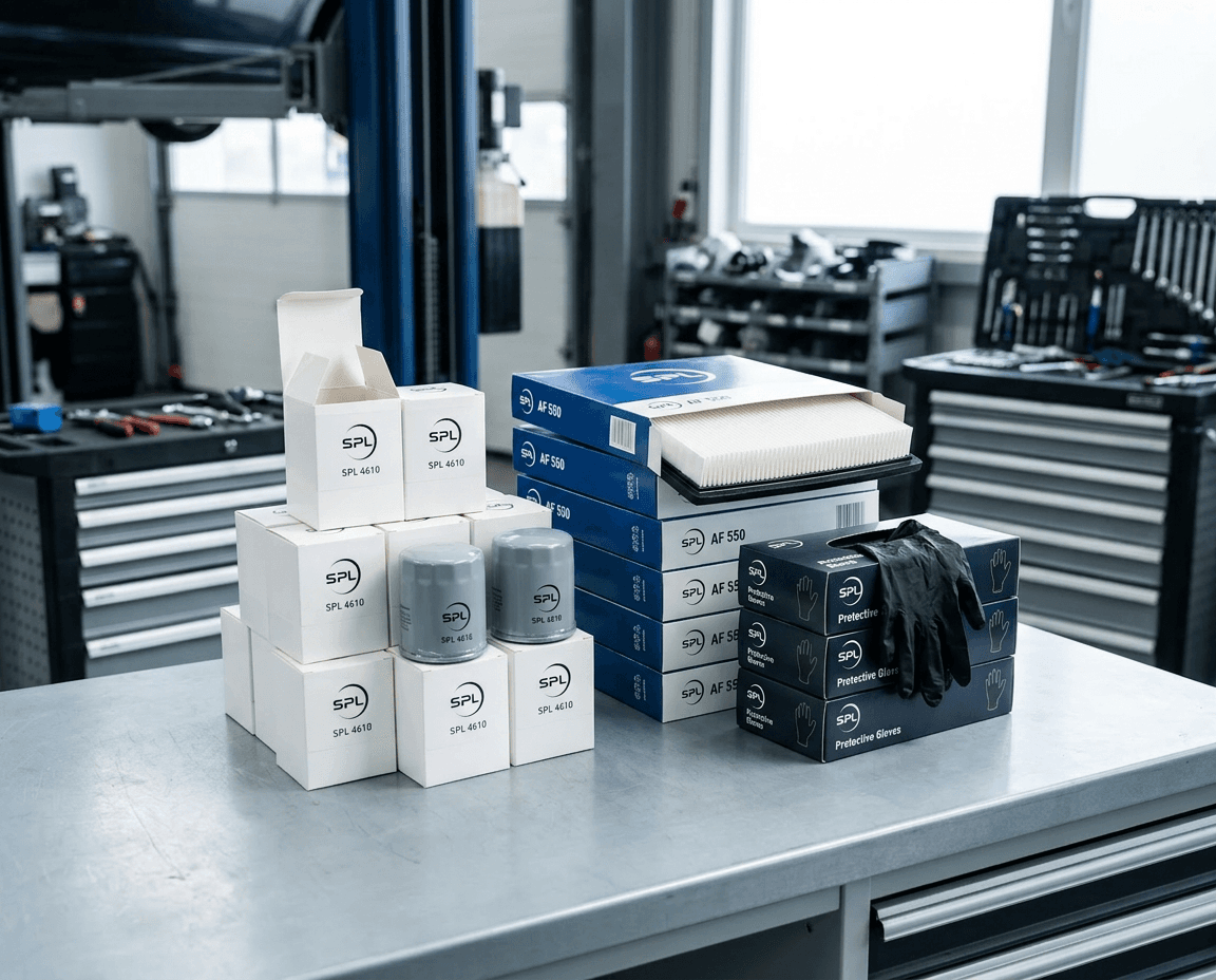 SPL oil filters, air filters, and gloves